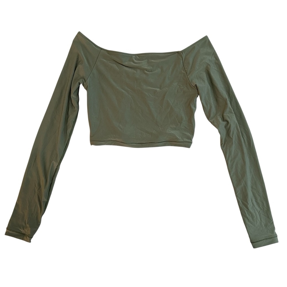 smoothez by aerie off the shoulder cropped long sleeve